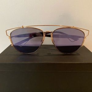 Dior Rose Gold Grey Blue Havana Aviator Technologic Sunglasses